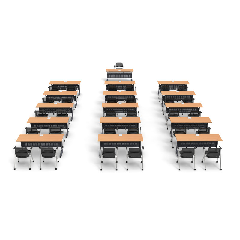 Bengie 31 Person Training Meeting Seminar Tables with Modesty Panels, 31 Chairs Complete 47 pc Set