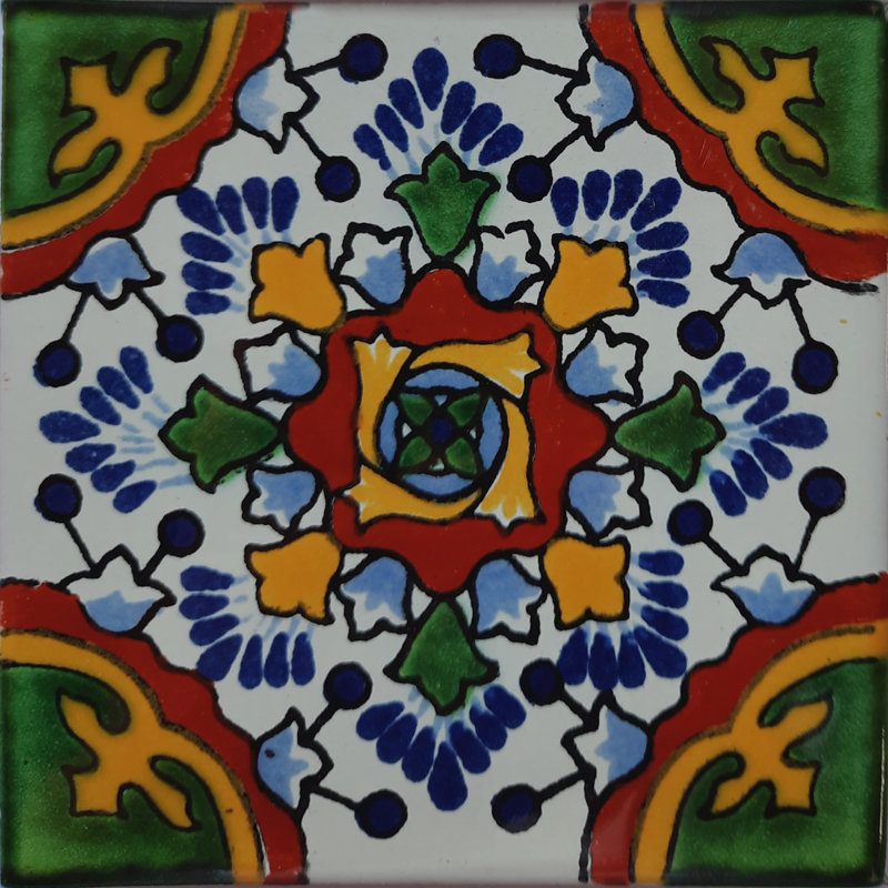 6" x 6" 4pcs TalaMex Gerona Talavera Mexican Tile