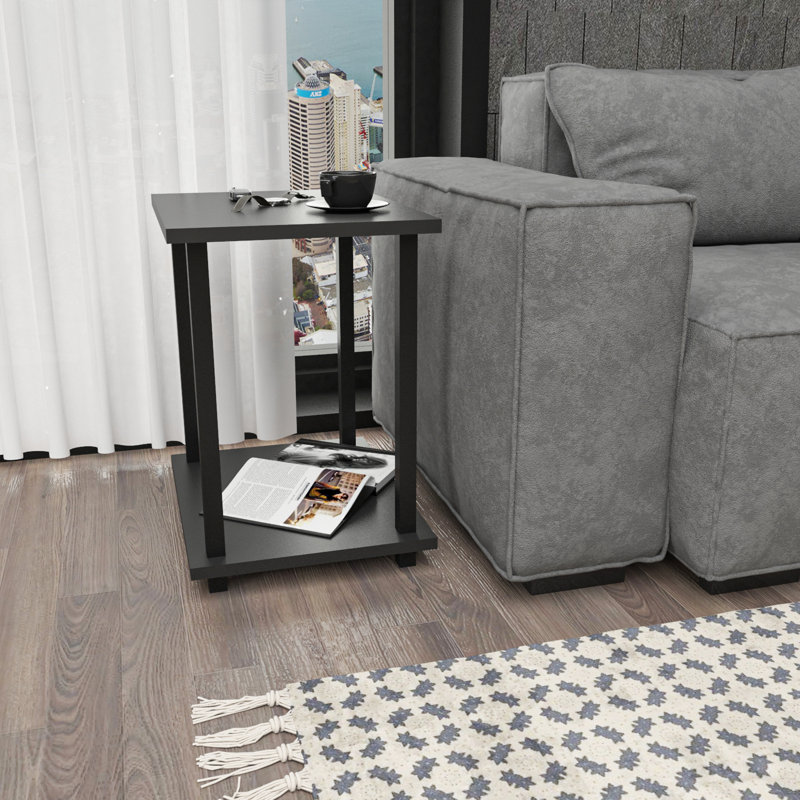 Monowi Square Side End Table, Black, Anthracite