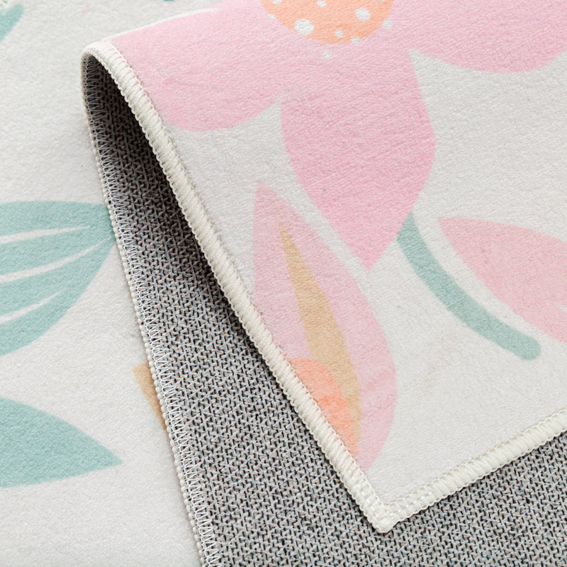 Tapis floral lavable à la machine Liora pour le salon, Rectangle 102 po x 138 po