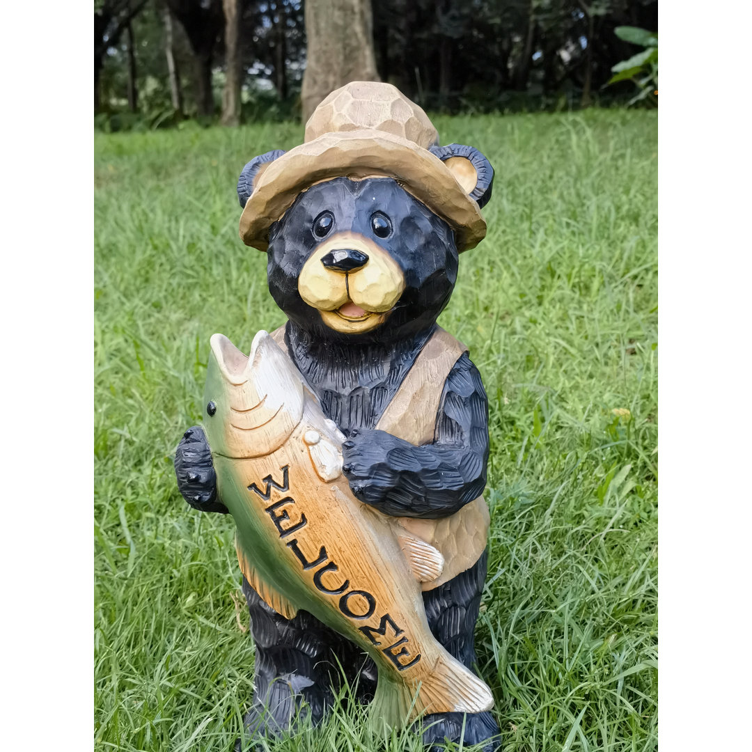 Standing Bear with Fish Welcome Sign Hi-Line Gift Ltd.