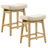 24" Solid Wood Beige Saddle Bar Stools Ideal for Kitchen Island and Counter-618578253