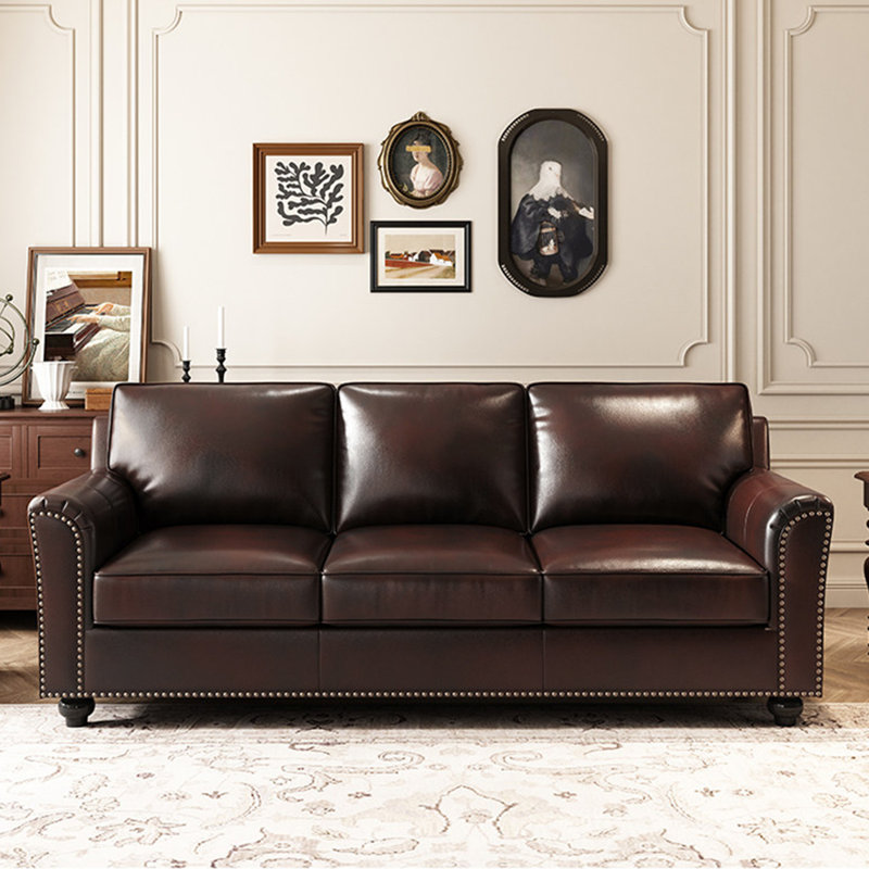 Causeuse-coussin standard en cuir véritable brun