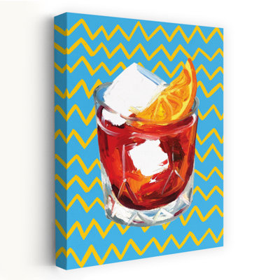 «Negroni», art abstrait géométrique coloré bleu paysage d'hiver