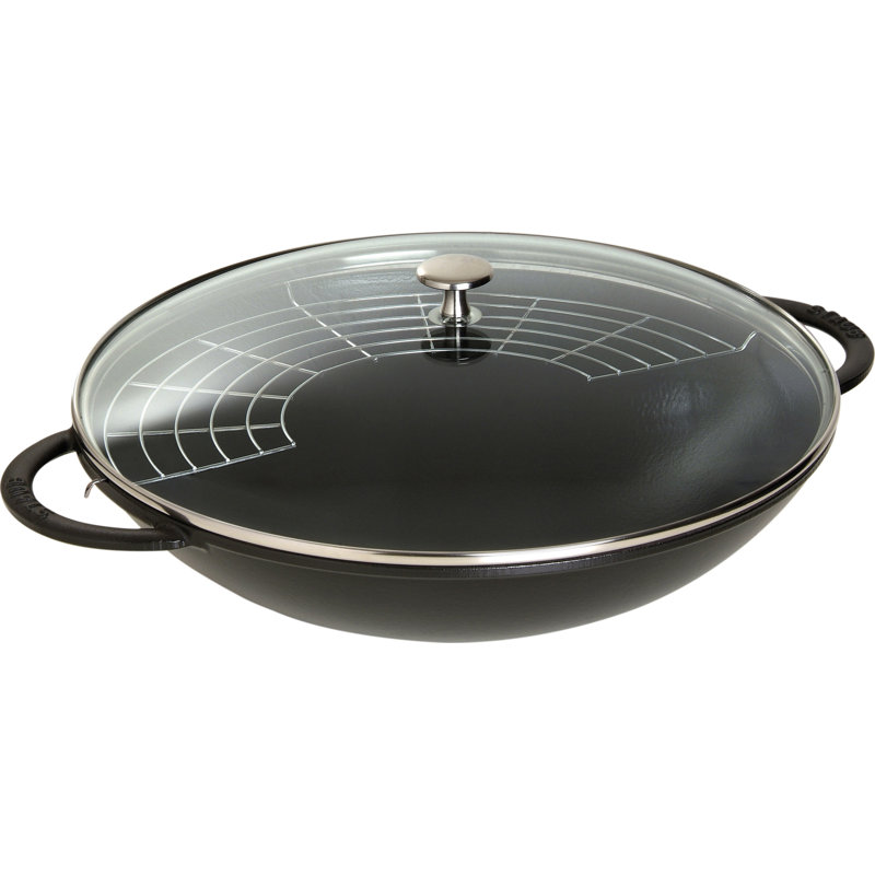 STAUB Cast Iron Non-Stick Wok, 37cm, Black