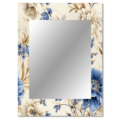 Motif victorien Murrayville Cobalt Cobalo Delight - miroir décoratif floral, miroir mural floral, impression d'art en métal