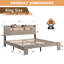 Structure de lit plateforme en bois avec tête de lit ouverte, lumière DEL et station de charge, aucun sommier nécessaire-624850109