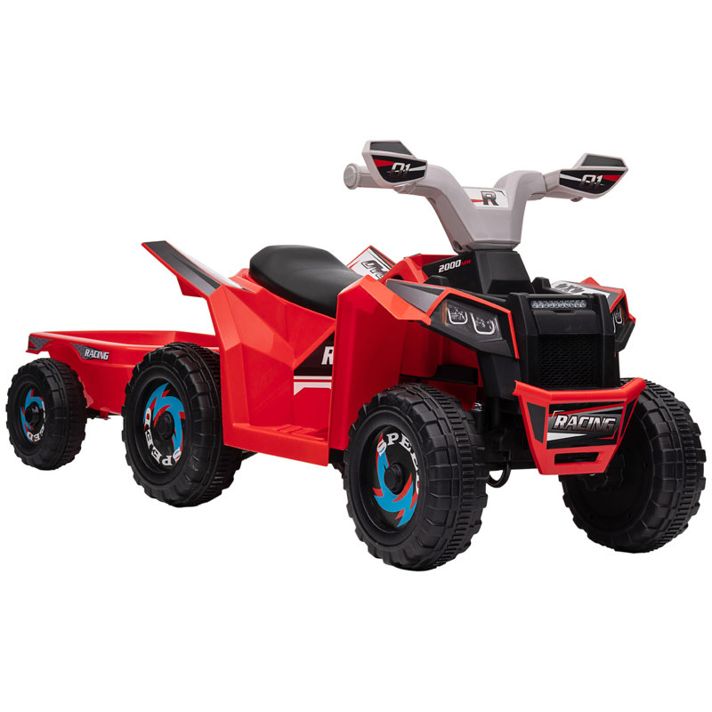 Red 6-Volt Kids ATV Quad with Back Trailer
