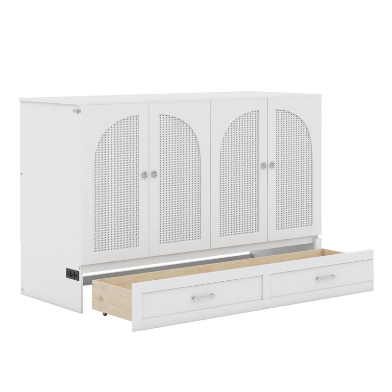 Lit escamotable avec grands tiroirs Murphy, Grand lit, Blanc
