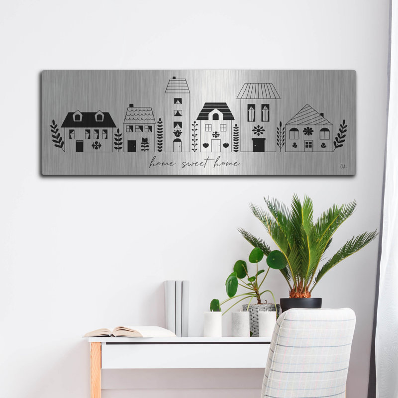 «Little House 2» par Sarah Adams, art mural en métal, H 16 po x l 48 po