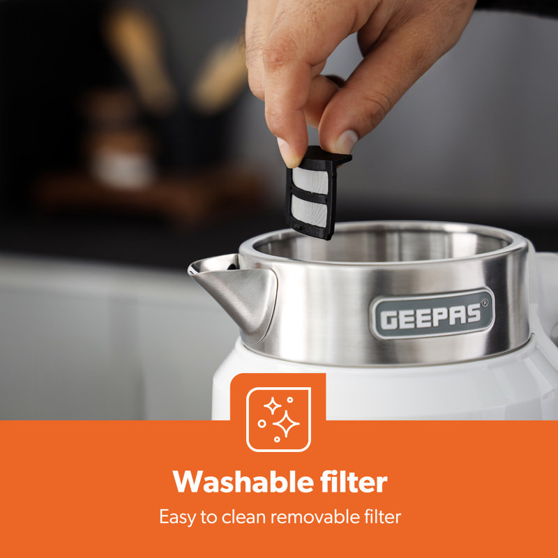 GEEPAS Digital Electric Kettle 1.7L Wifi Tuya Smart App Control Alexa Google Voice Compatible 2200W, Silver
