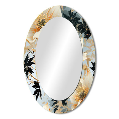 Delicate Magnolia Dreams - White Oval Wall Mirror Decor