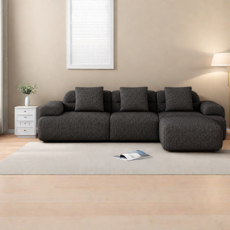 Canapés d'angle à compression, canapé modulaire moderne en velours côtelé gris foncé pour la maison et la famille, Grey