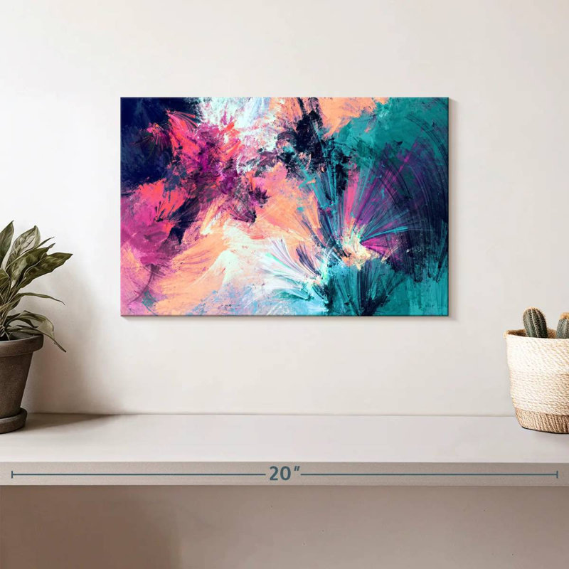 Avery rose et bleu abstrait, H 8 po x l 12 po