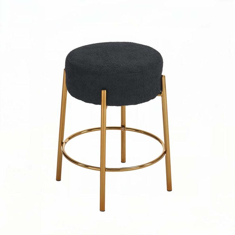 Round Bar Stools, Black, Gold