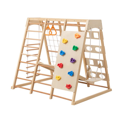 JAXILYN 9-in-1 58"x47"x53" Wooden Climbing Toy 