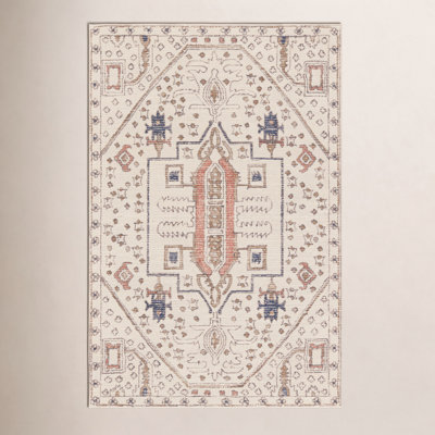 Murphie Ivory Red Hand-Tufted Oriental Rug