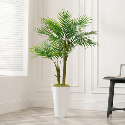Palmier artificiel 60 po dans un pot de fleurs carré blanc