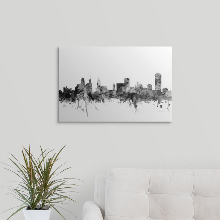 «Buffalo New York Skyline» par Francy, impression, H 40 po x l 60 po x P 1,5 po, Toile