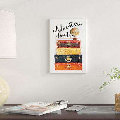 Luggage Stack Adventure Awaits by Amanda Greenwood - Wrapped Canvas Gallery-Wrapped Canvas Giclée