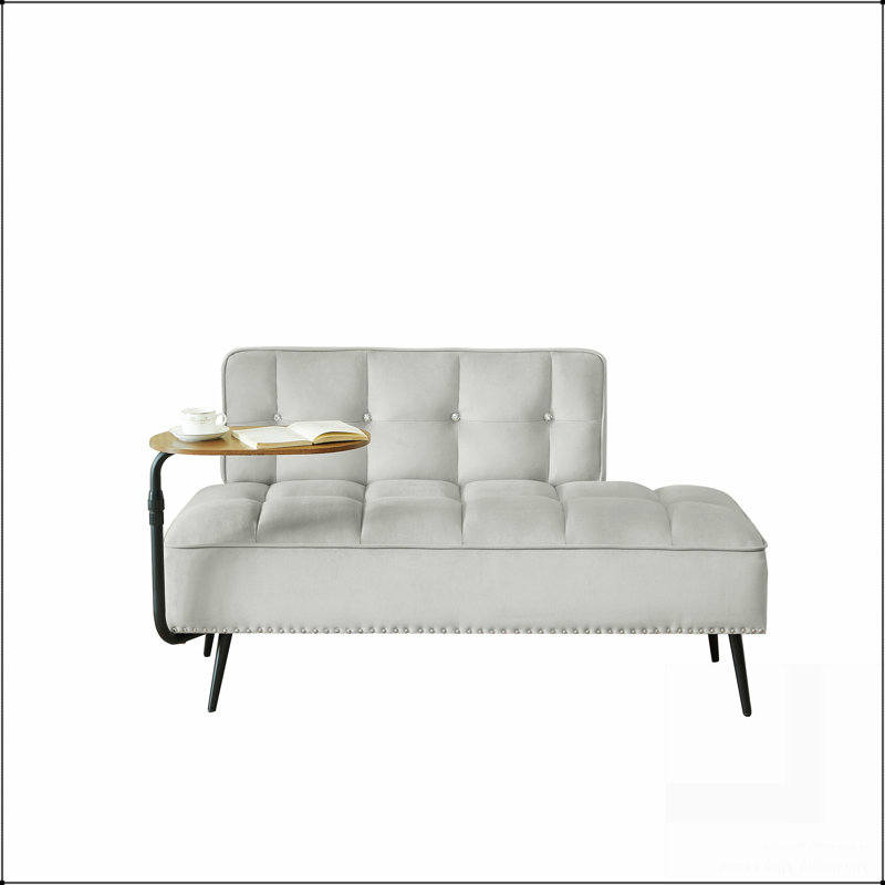 Canapé en velours moderne à deux places de 54 pouces avec dossier et table d'appoint rotative à 360 ° - repose-pieds, banc multiusage, ensemble de bureau et de chaise, conception compacte pour le salon, la chambre à coucher et un appartement