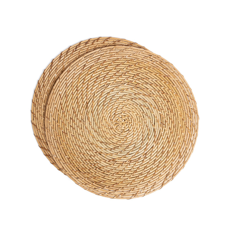 Natural Fiber Over&Back Woven Frayed Chambray Placemats