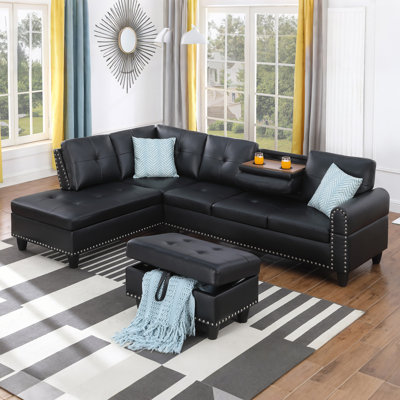 Boneless Sectional Sofa With Chaise,l Shaped Couch With Storage Ottoman For Living Room,apartment