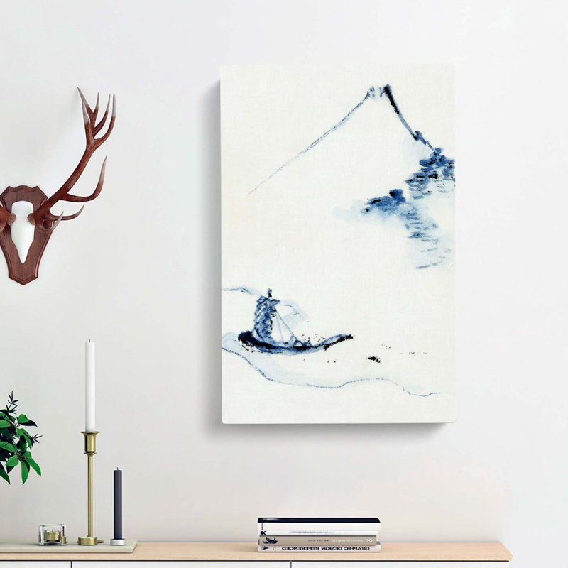Boat On A River By Mount Fuji by Katsushika Hokusai - Wrapped Canvas, 60cm H x 40cm W x 3cm D