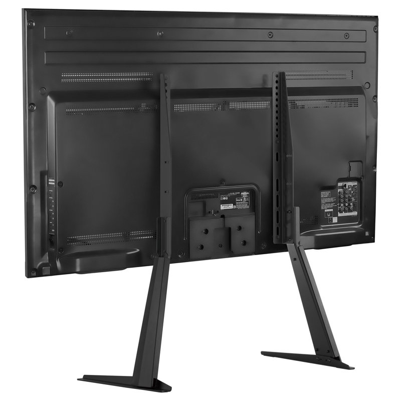 Black Heavy Duty Steel Tilting Tabletop TV Stand with Riser