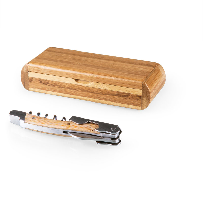Ensemble-cadeau de luxe Elan - Tire-bouchon en bambou en acier inoxydable