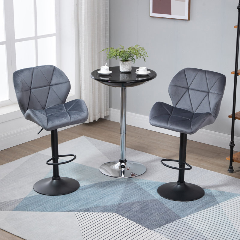 Nussbaum Swivel Upholstered Adjustable Height Counter Stool with Metal Frame, Grey