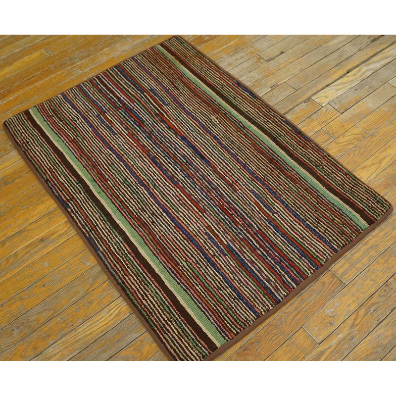Antique American Hooked Rug American Multicolor 1890s Multicolor