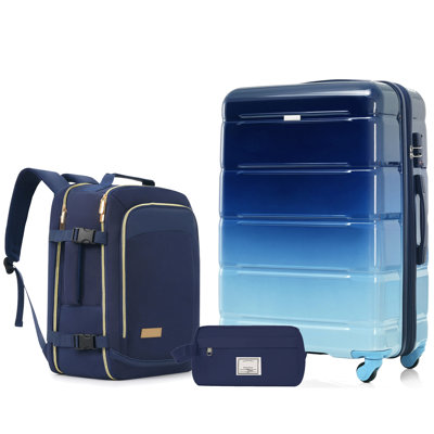 Ensemble de 3 valises - Valise à carreaux 24 po avec sac de toilette à sec TSA