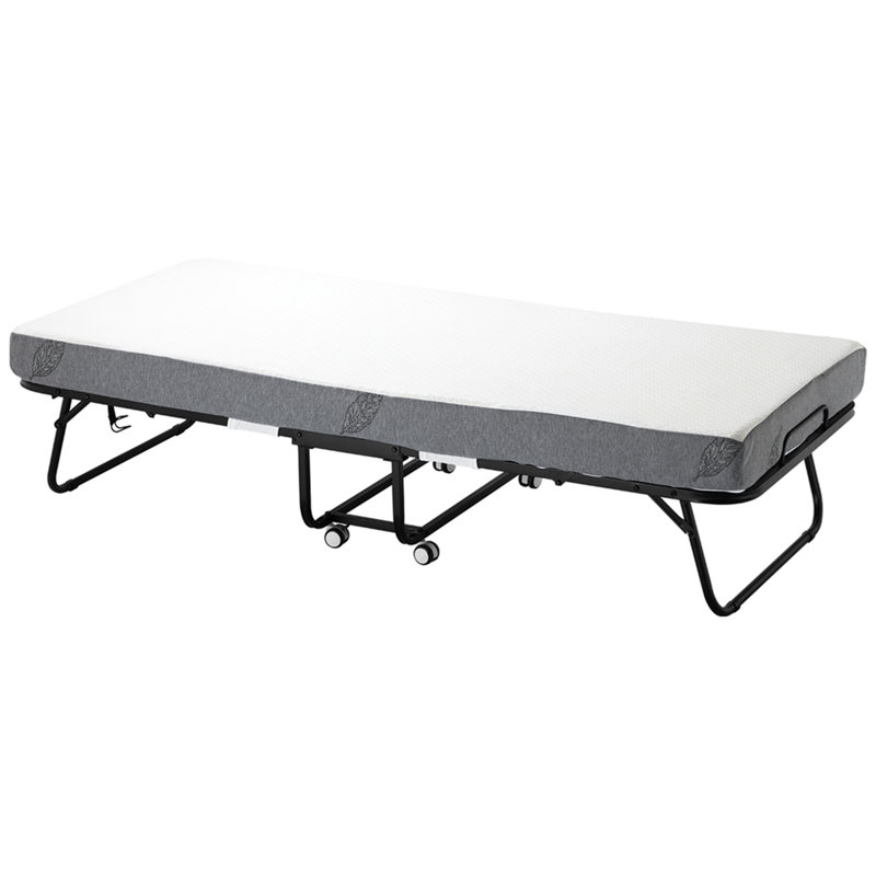 Lit pliant 31 po x 75 po avec matelas 5 po, taille simple, gris, pour adultes, invité