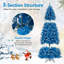 Arbre de Noël artificiel à charnière bleu 7 pi avec embouts en PVC givré 1062-1756469153
