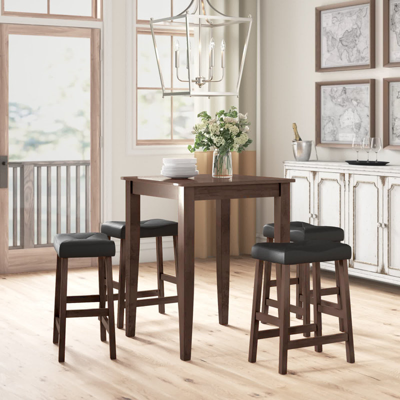 Diamondback 4 - Person Four Leg Base Dining Set, Vintage Mahogany