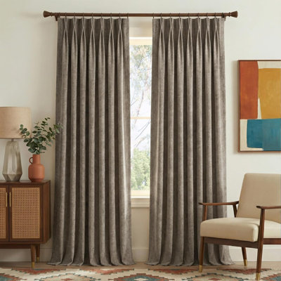  Pinch Pleated Curtains with Hooks, Premium Faux Linen Drapes Super Heavy-Duty Fabric for Living Room & Patio Sliding Door, W40 x L90, 2 Panel, French Taupe