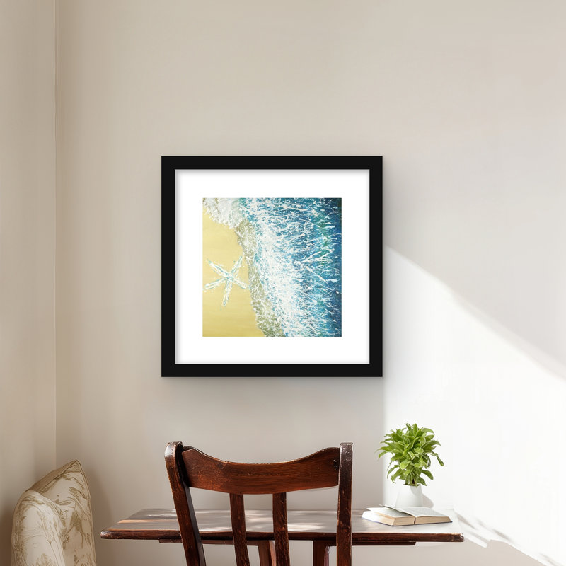 Left Side Seastar - Beige Framed Matted Print for Home Decor