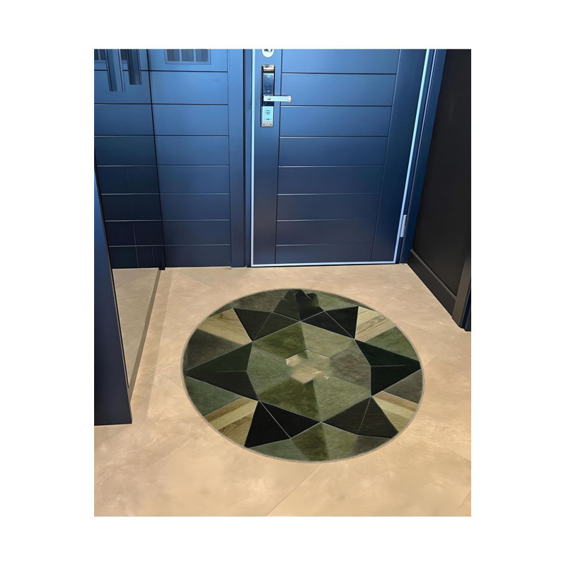 Green Themed Geometric Patterned Creative Modern Decorative Rug