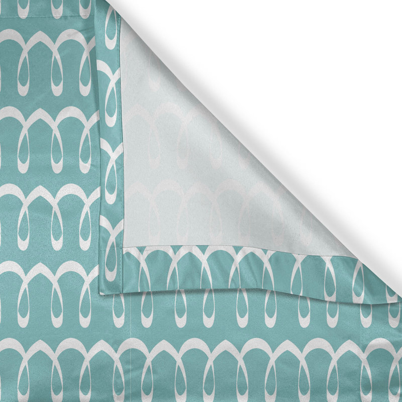 Rustic curtain, curved lines, white and pale blue