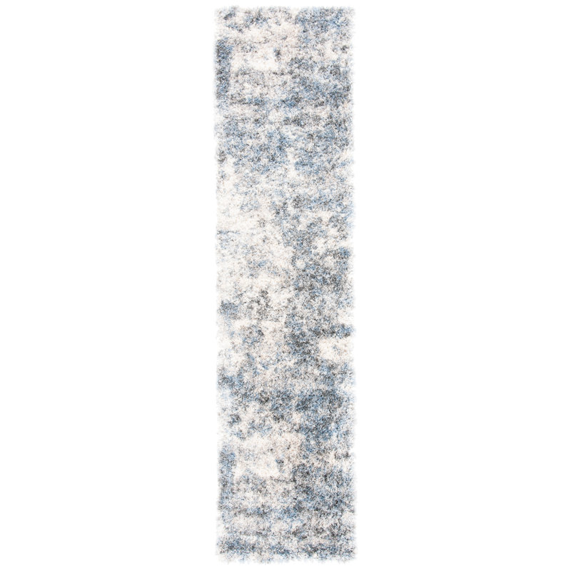 Tapis ivoire / bleu Niels, Tapis de couloir 2 pi x 8 pi