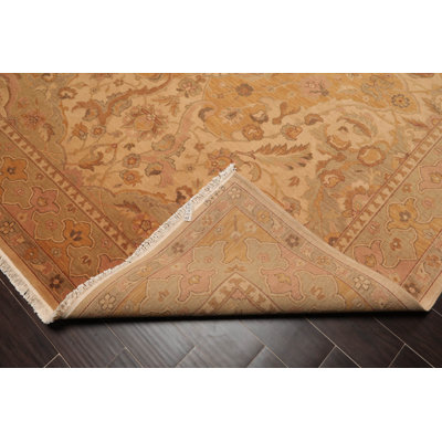 Tapis brun en laine noué à la main de conception unique 7 pi 9 po x 9 pi 9 po Helmscott