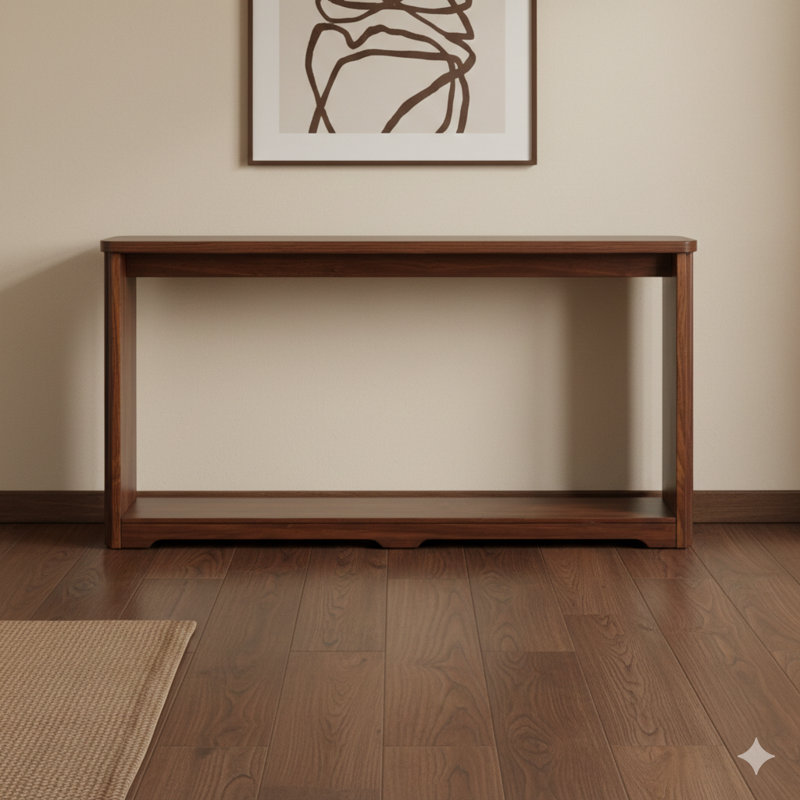 70.1-Inch Narrow Console Table With A Corrugated Texture, Designed For Storage In Entranceways. Can Be Placed Behind A Sofa And Is Suitable For Entryways, Corridors, And Foyers. Finish: Walnut. Dimensions: 70.1"L X 8.7"W X 35.5"H.