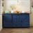 Sideboard With Storage,Farmhouse Storage Cabinet With Sliding Barn Doors And 4 Drawers, Wood Buffet Table With Power Outlet-1555164371