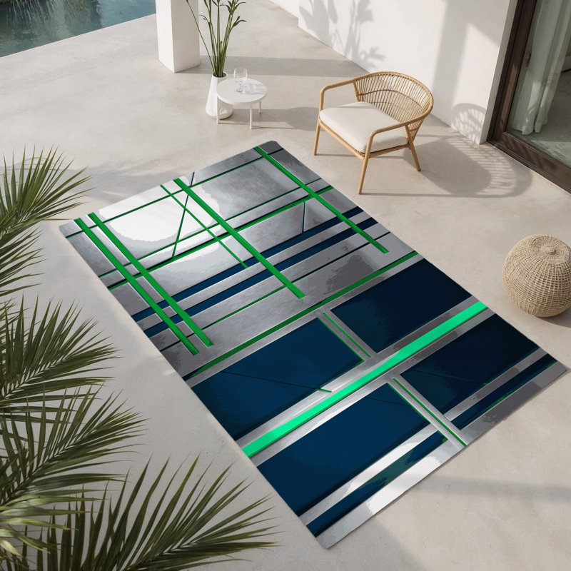 Infinity Circuit Indoor And Outdoor Area Rug, Rectangle 1'6" x 2'6"