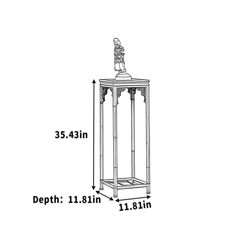 Pied de jardin en bambou chinois, Brun, H 35,43 po x l 11,81 po x P 11,81 po