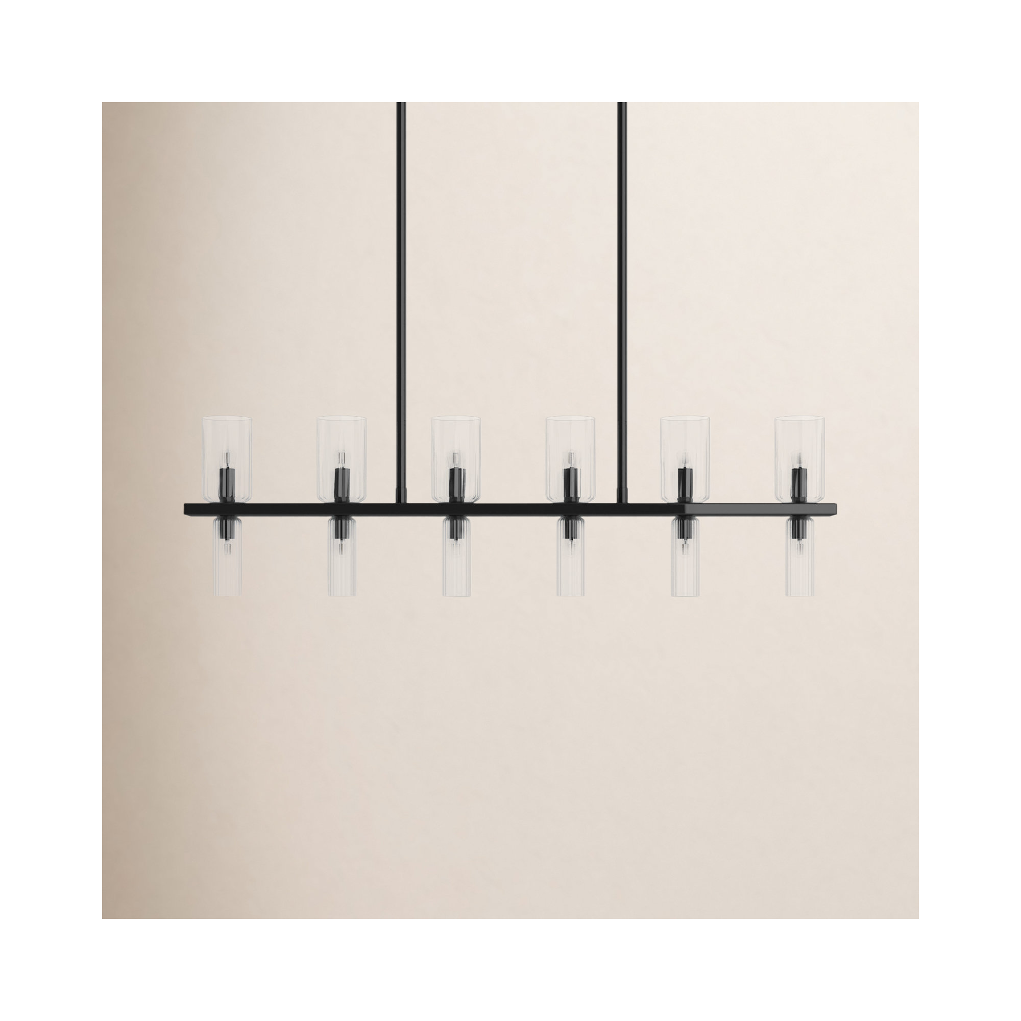Bartett 12 Light Glass Dimmable Pendant, Soft Black