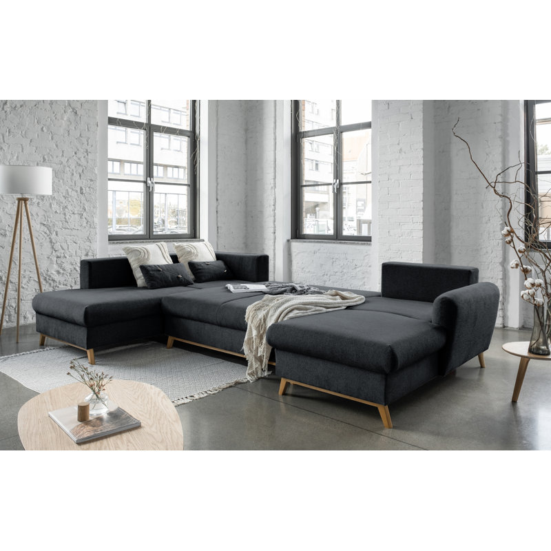 Scandic Lagom 8 Seater Sofa Bed, Dark Grey, Left Hand Facing