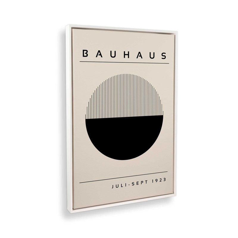 Impression éclipse de géométrie du Bauhaus, H 18,75 po x l 12,75 po x P 1,75 po, Cadre flottant blanc opaque