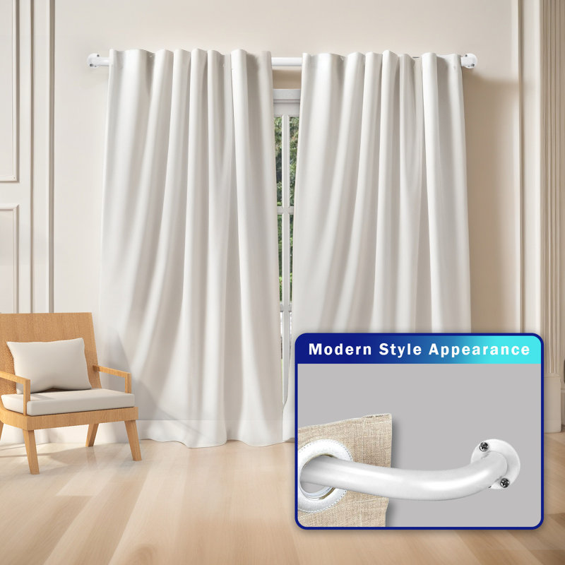 Tringle à rideau simple réglable de 1 po Aariel, 32 po à 52 po, Blanc lustré